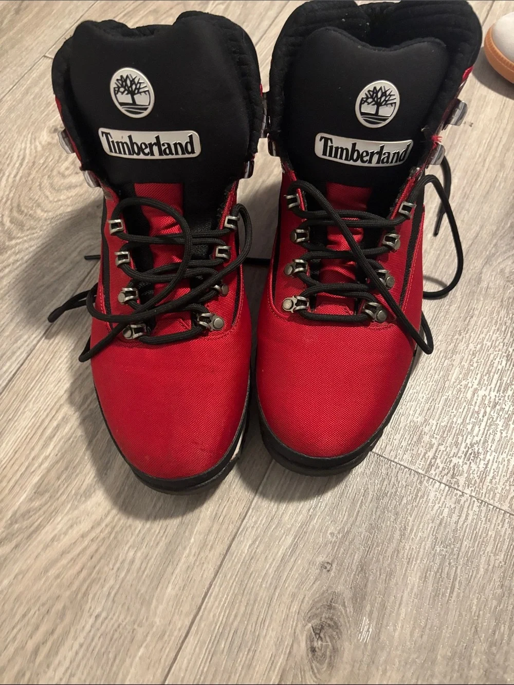 Timberland Men’s Red and Black Lace-Up Hiking Boots